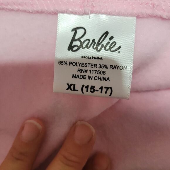Mattel Juniors Barbie Metallic Print Zip-Front Hoodie, Size XL - Picture 9 of 11